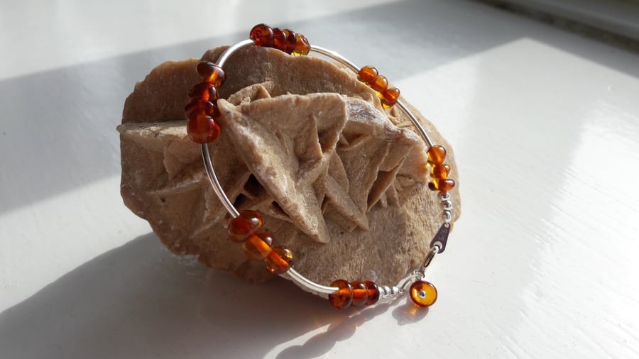 Baltic Cognac Amber and Sterling Silver Bracelet