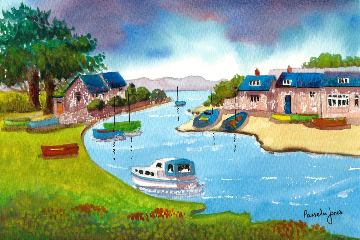 Abersoch, North Wales, Watercolour Print, in 8 x 6 '' Mount