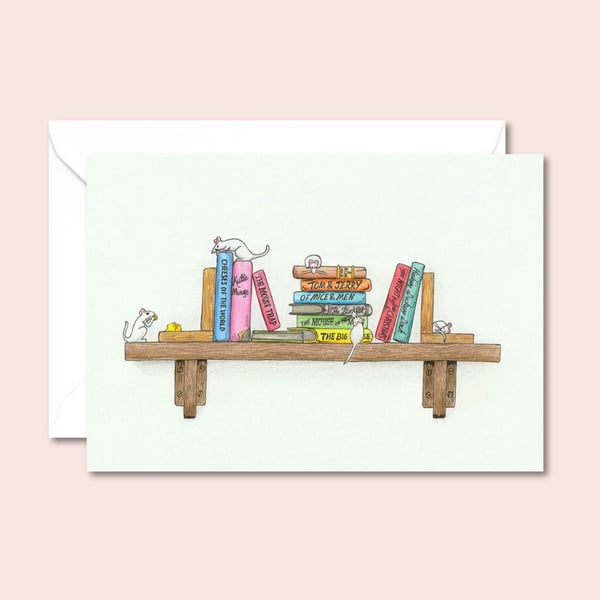 Cute Mice Card: Birthday Greetings for Animal or Book Lover - Pencil Artwork