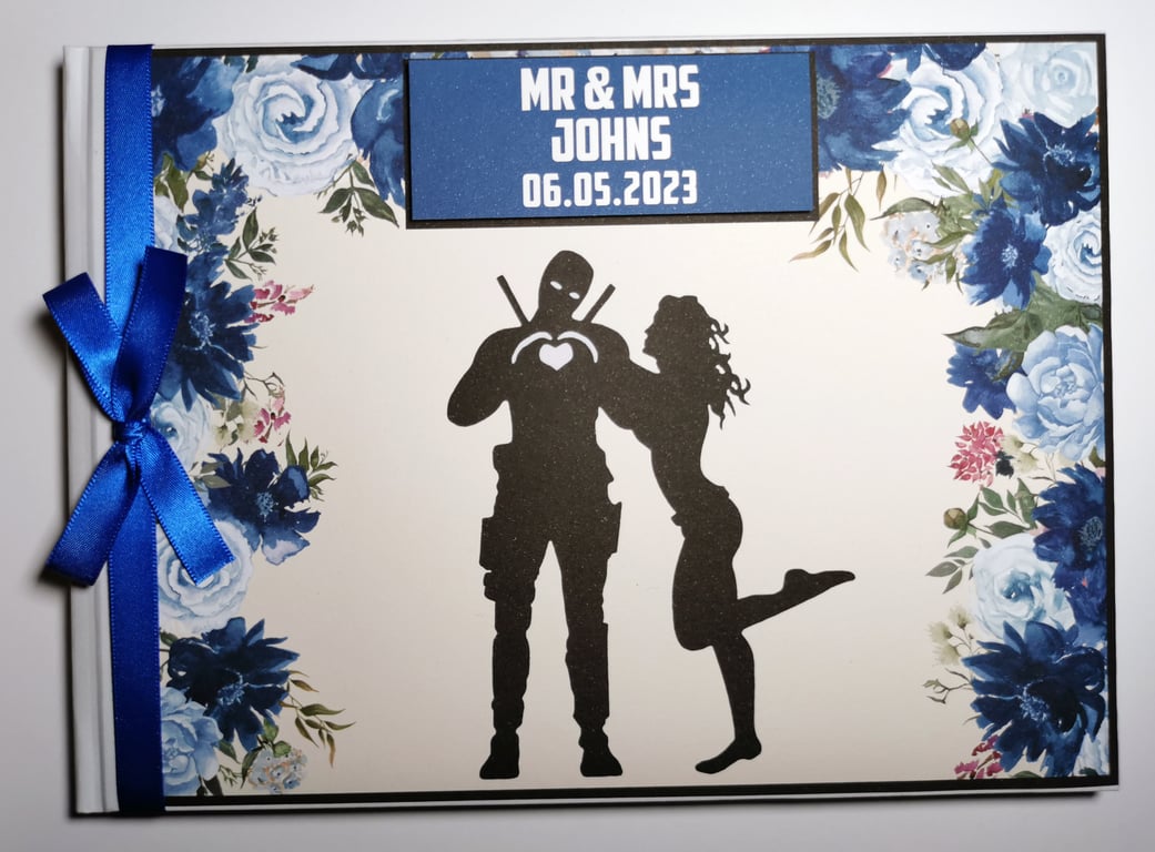 Dead Pool wedding guest book, superheroes wedding guest book