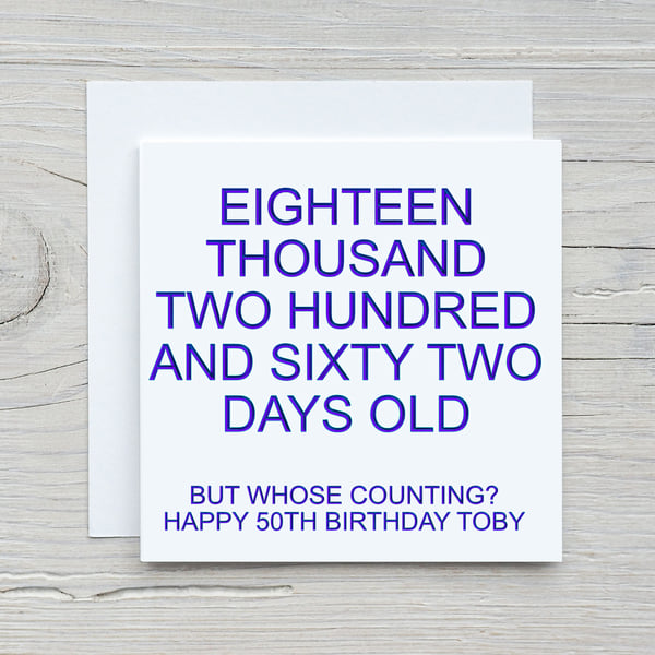 50th Birthday Men's Personalised Birthday Card