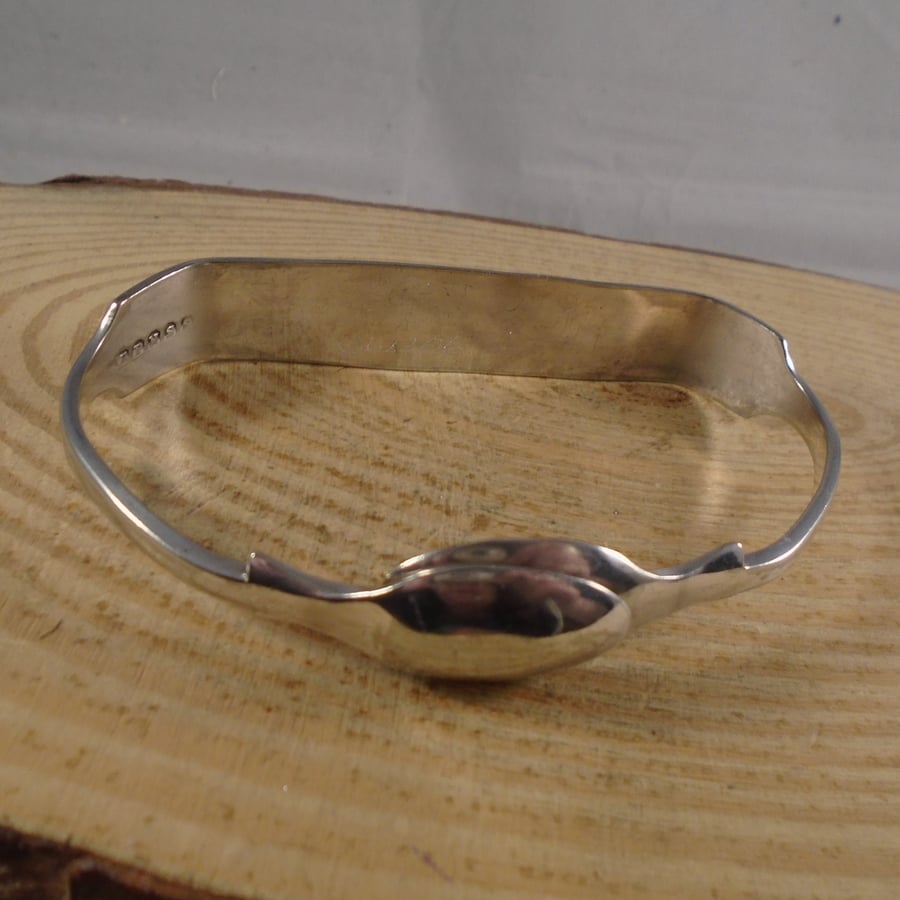 Upcycled Silver Plated Plain Sugar Tong Bangle SPBA062206