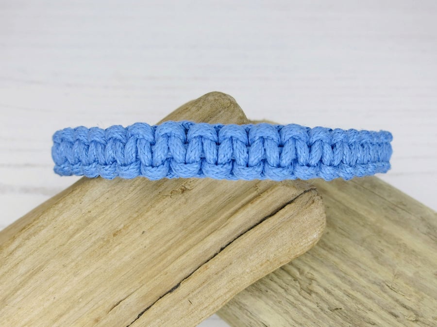 Macrame Cotton Cord Friendship Bracelet - Sky Blue