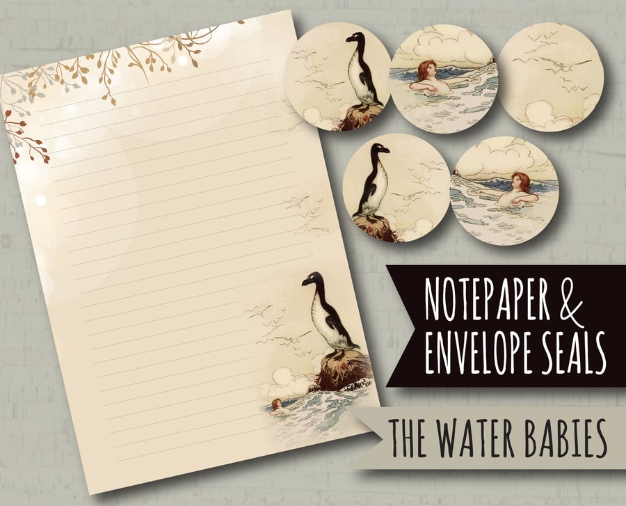 Letter Writing Paper The Water Babies (set 2), with envelope seals