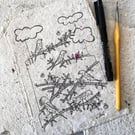 In the blossom tree - Original illustration on handmade paper, 