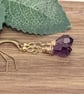 Deep purple faceted Czech crystal teardrop earrings - Image 2