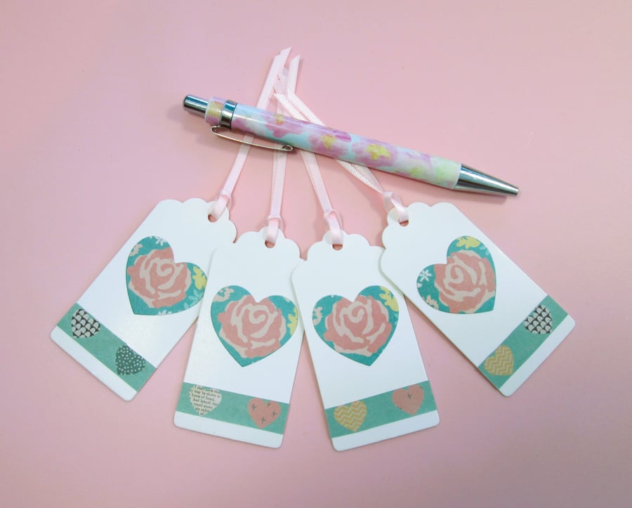 Set of 4 heart gift tags for Valentines or an anniversary