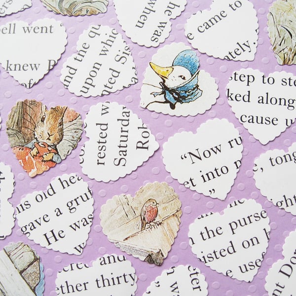 100 Beatrix Potter Scalloped Heart Confetti - Baby Shower, Christening, Party