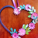 Heart Shaped Flower Wreath in Pink and Burgundy. Gorgeous for Valentines Day !