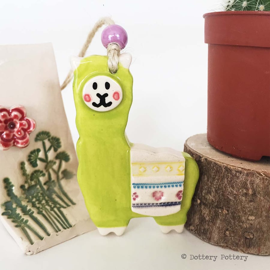 Pottery llama hanging decoration ceramic llama drama llama
