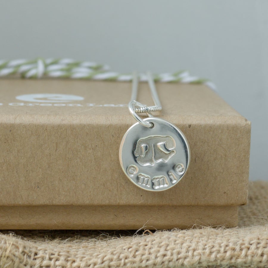 Personalised Silver Pet Nose Print Necklace with your pet's actual nose print