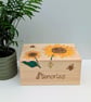 Sunflowers wooden memory box,  keepsake box, pyrography decorative storage  - Image 7