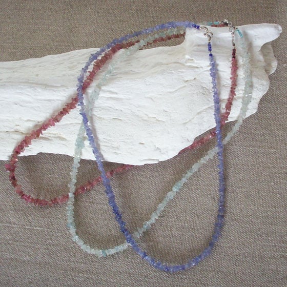 Gemstone String Choose Aquamarine, Tanzanite or Tourmaline!