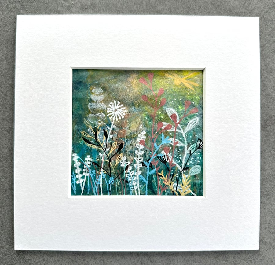 Meadow at Dusk: Original Mixed Media Botanical Art