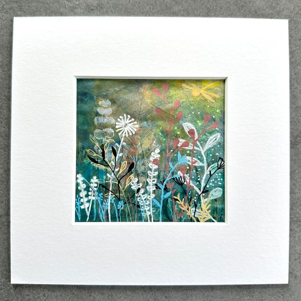 Meadow at Dusk: Original Mixed Media Botanical Art