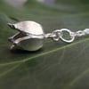 Sterling silver flower necklace, silver bud pendant