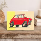 Mini Cooper Greeting Card: Hand Drawn Illustration for a Car Lover (417)