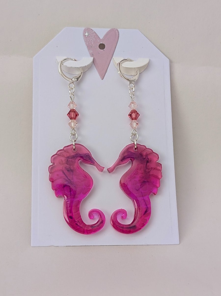 Sea Horse Shaped Resin Earrings 