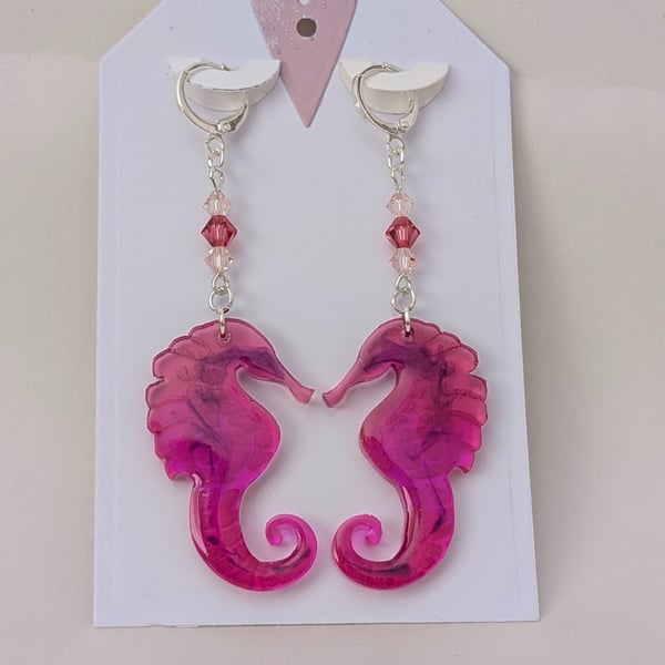 Sea Horse Shaped Resin Earrings 