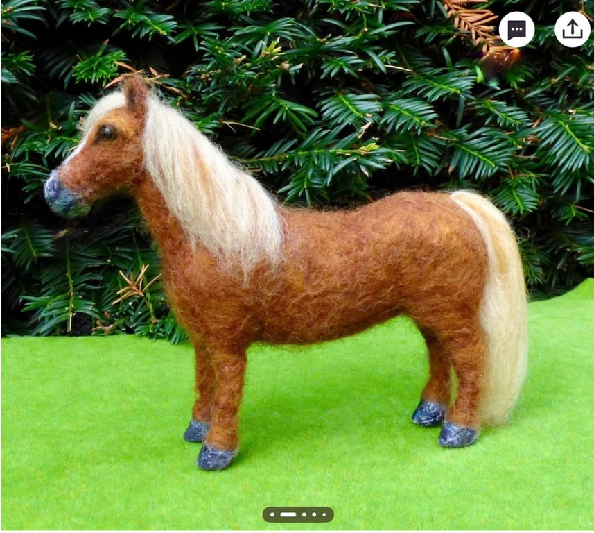 Needle Felted Chestnut Shetland Pony