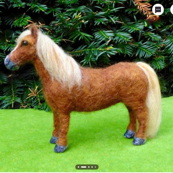 Needle Felted Chestnut Shetland Pony