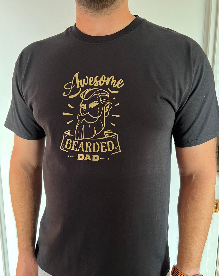 Awesome Bearded Dad T Shirt - Father's Day Gift for Dad - Customisable