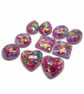 10 Red Metallic Cabochons in 5 Shapes, Handmade with Resin