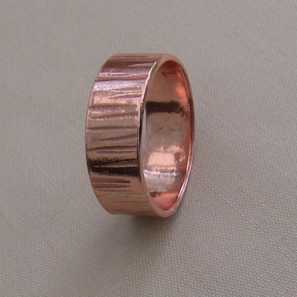 Hammered Copper Ring, Handmade, size P 