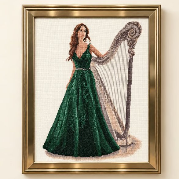 Complete Framed Cross Stitch – Darcy from a design by John Clayton