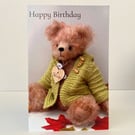 Birthday card, teddy bear greetings card, Bearlescent photograph card