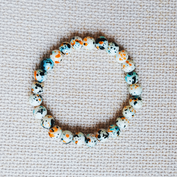 Ladies Smoky Quartz and Hematite Elastic Bead Bracelet