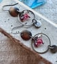 Antique Finish Crystal Dangle Earrings With Pink and Red Crystals Christmas Gift - Image 5
