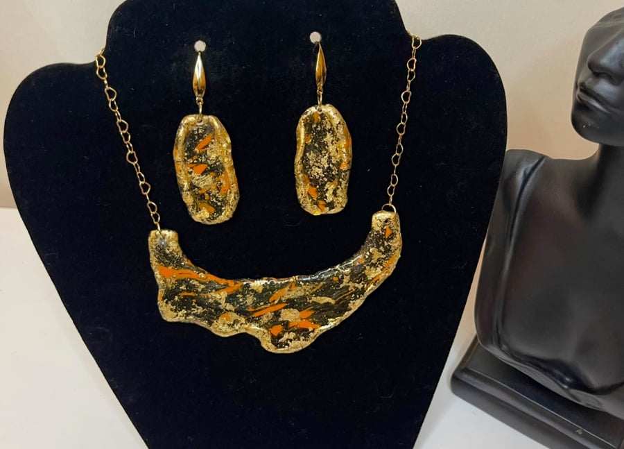 Unique Handmade Clay Necklace & Earrings