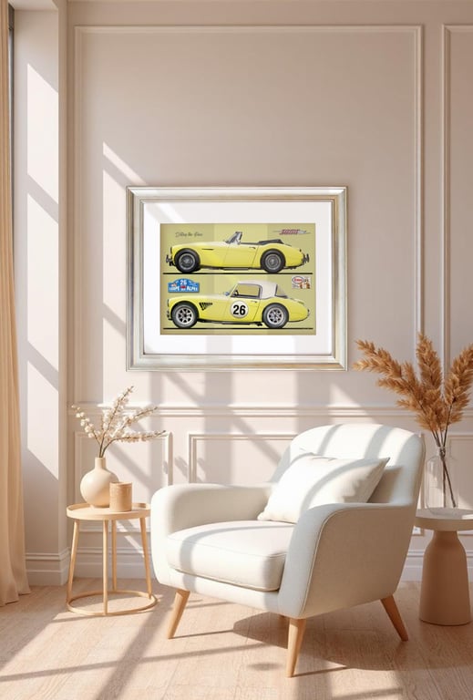 AUSTIN HEALEY 3000  “Road to Race 1965” Art Print – A3