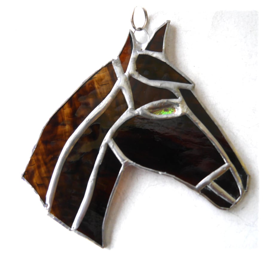 Horse Suncatcher Stained Glass Horsehead Brown 