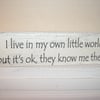 Shabby chic i live in my own little world phrase plaque sign
