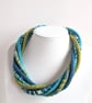 The Wrapped Twist: felted cord necklace - sea greens