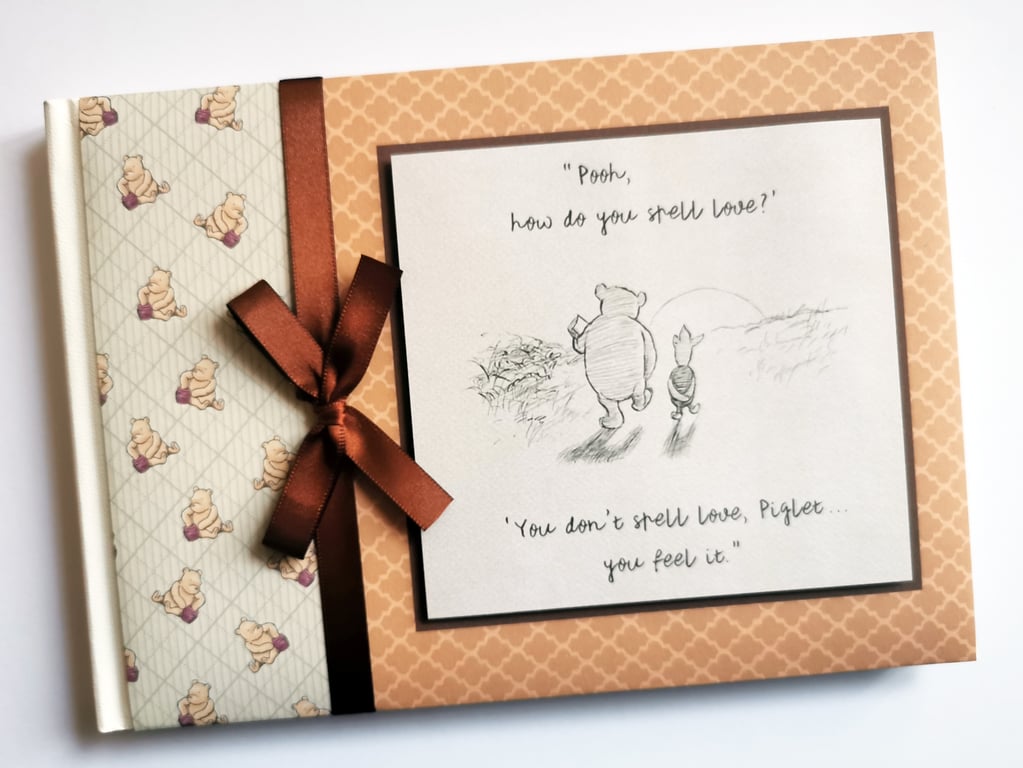 Classic Winnie the pooh unisex baby shower guest book, winnie birthday book