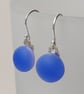 Periwinkle blue glass drop earrings - Image 2