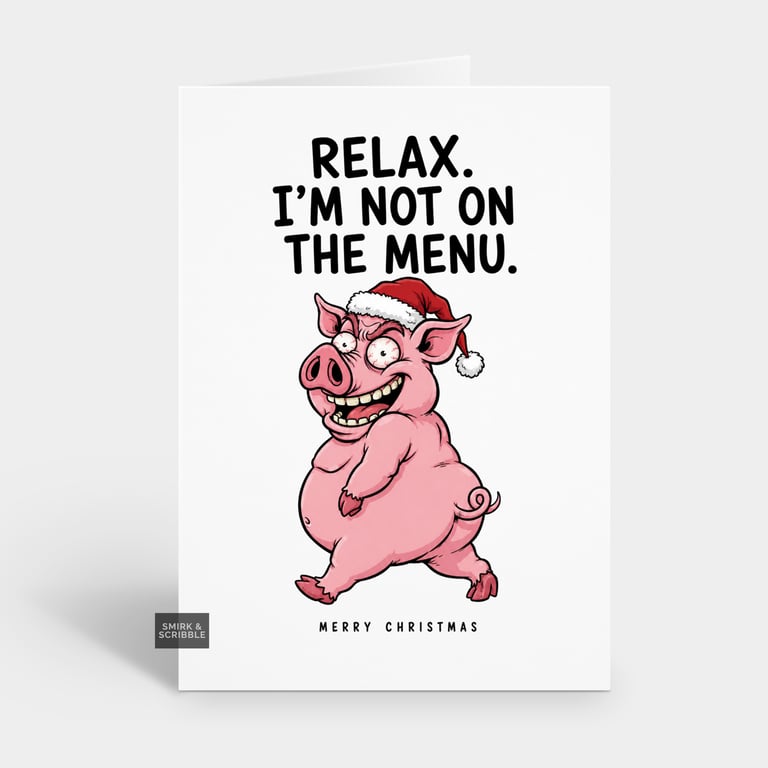 Funny Christmas Card - Cheeky Menu Pig