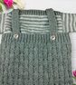 Hand knitted baby jumper dungarees and hat set grey and white   - Image 4