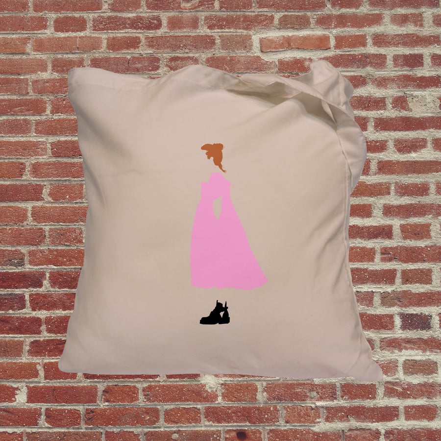 Killing Eve, tote bag, Villanelle, pink dress, Jodie Comer, minimalist, TV show,