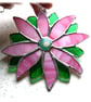 Pink Flower Stained Glass Suncatcher Green Bright - Image 2