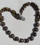 Brown Bronzite & Gold Tiger Eye Gemstone Chunky Statement Necklace "Cognac" - Image 3