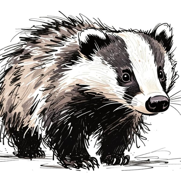 Badger Greeting Card A5 Size Blank Inside 