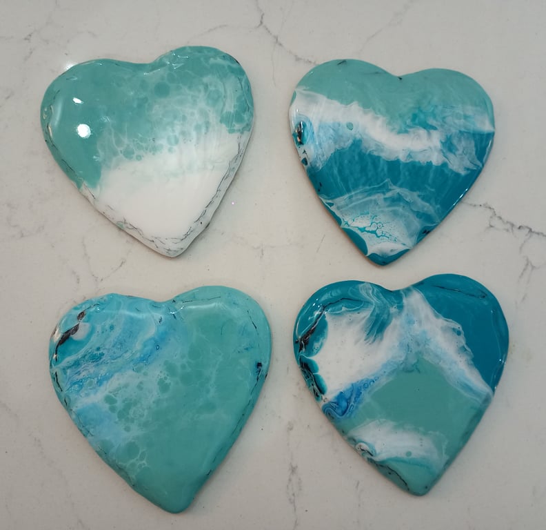 Slate heart and resin coasters