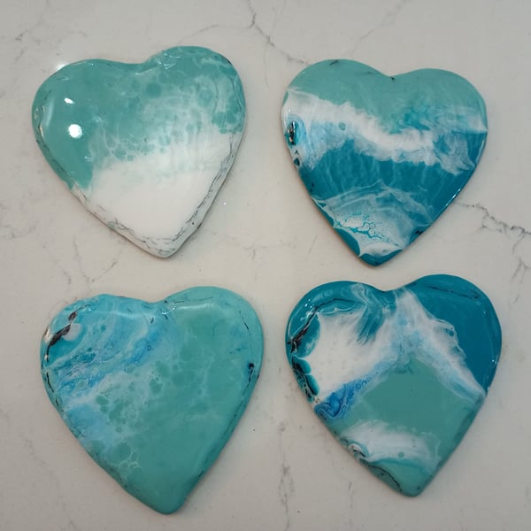 Slate heart and resin coasters