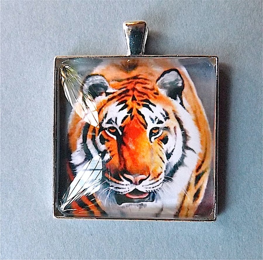 Tiger pendant " Siberian tiger " from my original art work in domed glass.