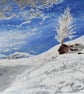 Winter Tree, Mountain Winter Snow Tree Paining, Original Framed Art - Image 2