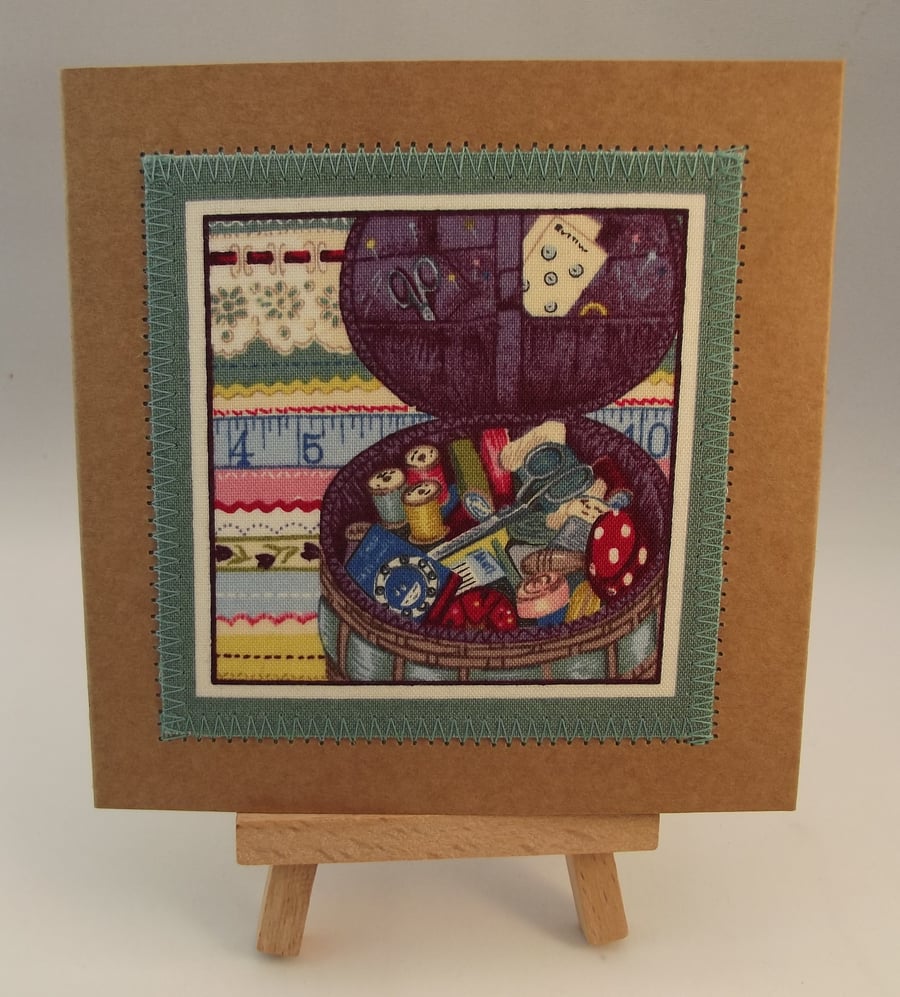 For The Love Of Sewing Fabric Greetings Card